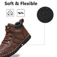 thumbnail image 4 of Mens Casual Work Boots Lightweight Slip Resistant Breathable Walking Driving Boots Vintage High Top Flat Shoes Brown 6.5 US, 4 of 7