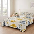 thumbnail image 2 of Full Quilt Set 78''x90'', Spring Florals Lightweight Bedspread Coverlet Set with 2 Pillow Shams, Watercolor Wildflowers Botanical Herbs Breathable All Season Quilt Bedding for Bedroom/Guest Room, 2 of 9