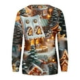 thumbnail image 4 of asdoklhq Christmas Oversized Sweaters for Women Christmas Printed Loose Casual Long Sleeve Round Neck Hoodless Straight Shoulder Sweater Coffee 4X, 4 of 5