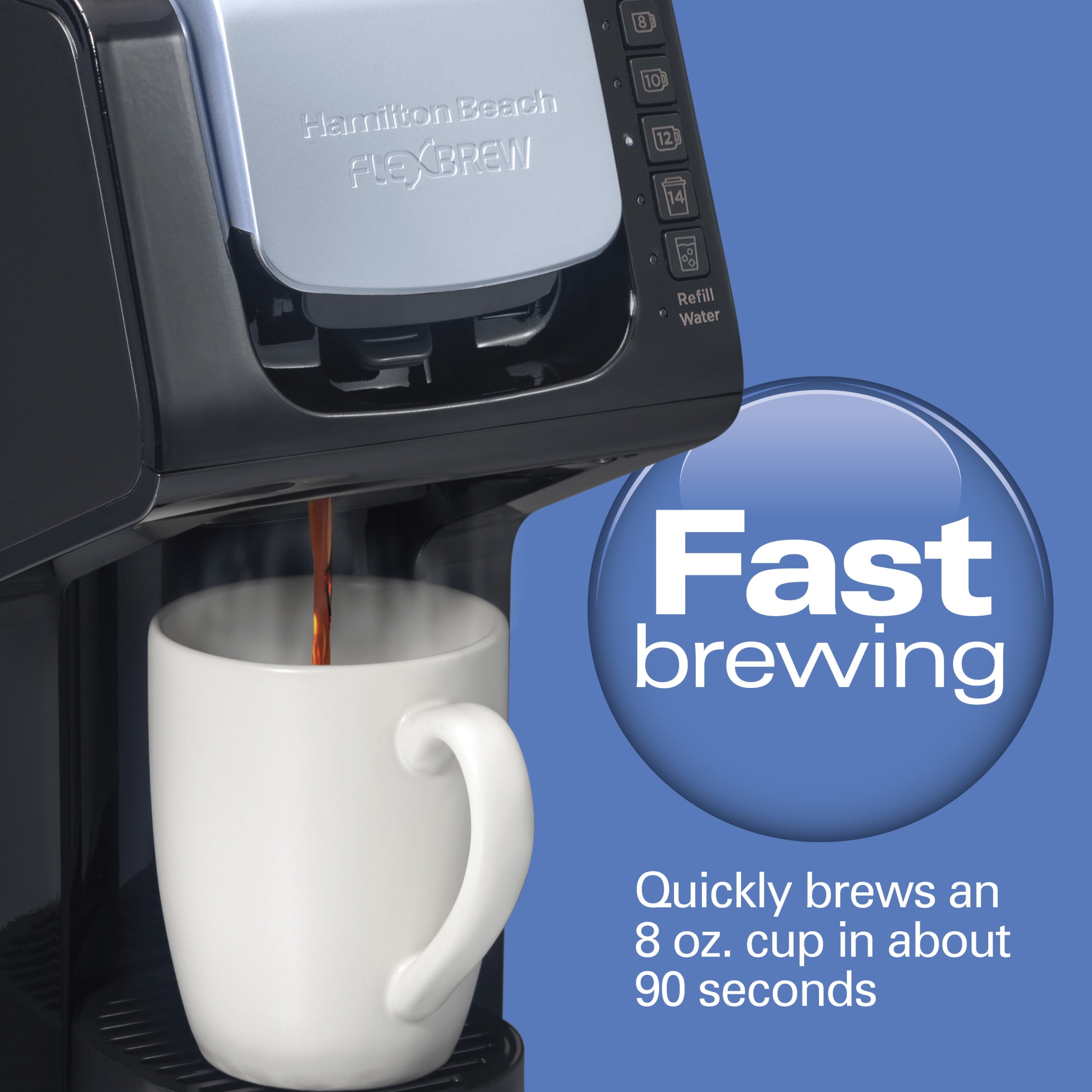 Hamilton Beach FlexBrew Single Serve Coffee Maker, Iced & Hot Coffee Brewer with Removable 50 oz Water Reservoir, Black