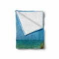 thumbnail image 2 of Summer Soft Flannel Fleece Throw Blanket, Seascape Panorama with Adroable Colorful Painted Wooden Deskchairs on Sandy Beach, Cozy Plush for Indoor and Outdoor Use, 70" x 90", Multicolor, by Ambesonne, 2 of 6