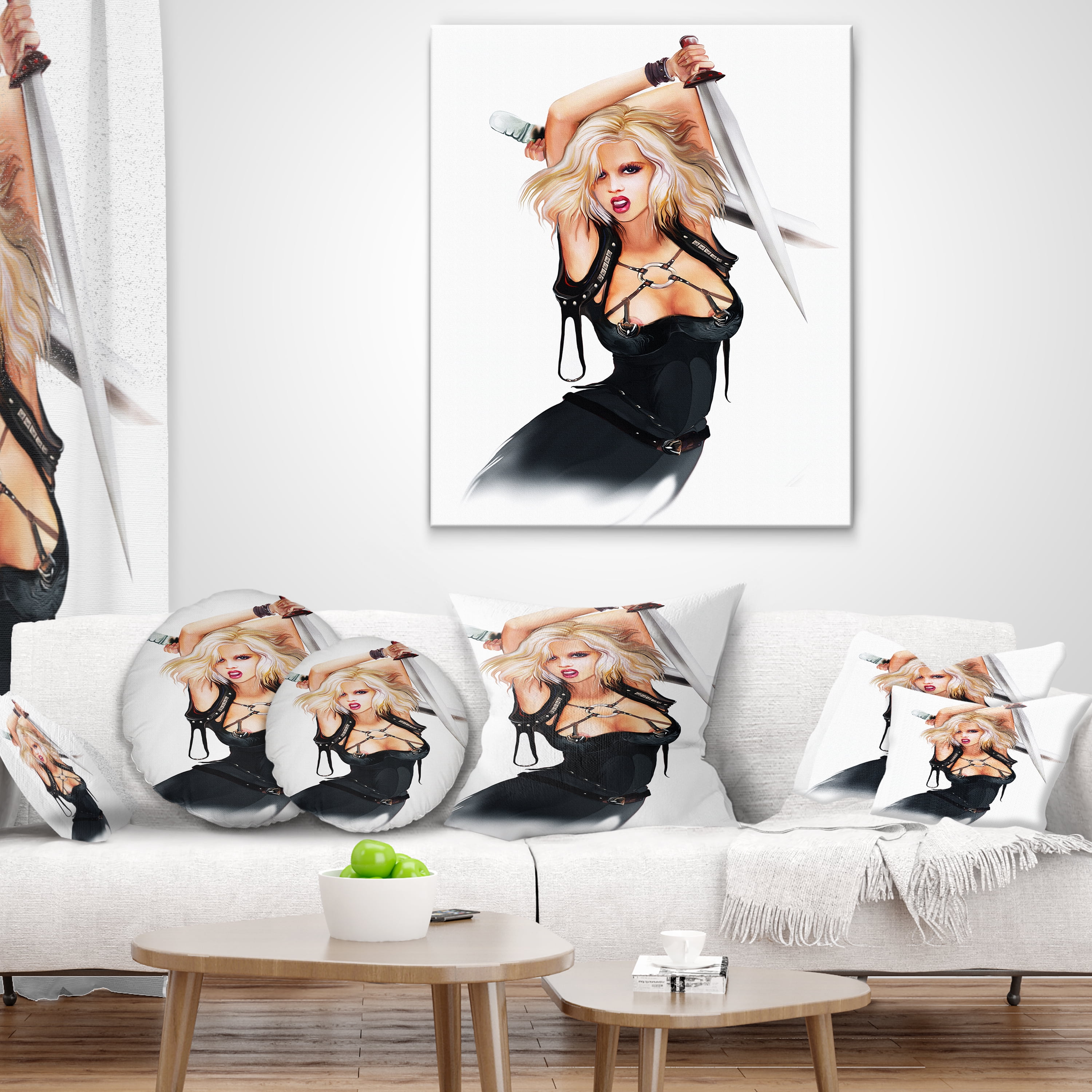 Designart Women with Words - Digital Art Portrait Throw Pillow - 12x20