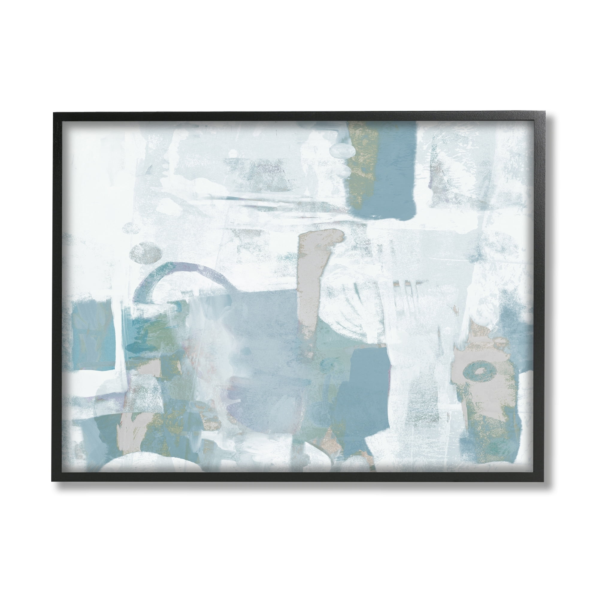 Stupell Industries Blue White Abstract Painting Tranquil Tones Busy Movement Gray Framed Art Print Wall Art, 20x16, by Dan Meneely