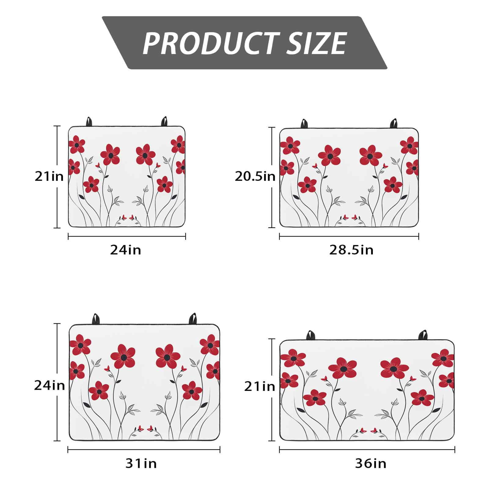 Red Spring Floral Stove Top Cover for Electric Stove, Heat-proof & Non Slip Glass Top Stove Cover Protector, Elegant Summer Botanical Pastoral Kitchen Flat Cooktop Rubber Mat 24x21 Inches