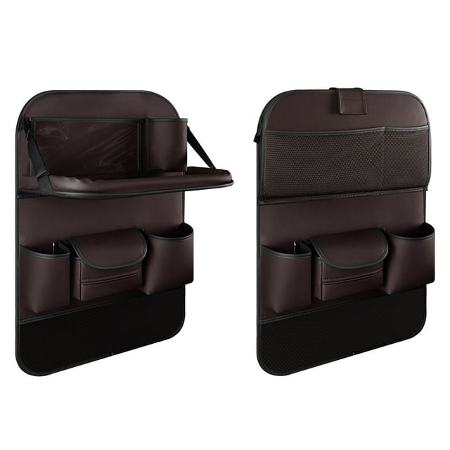 Qiaoxi Car Back Seat Organizer with Foldable Table Tray, Adjustable Buckle Mounting, Multi-Functional Storage Rack Phone Pockets, Utility Tool for Kids Toddlers Travel