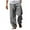 Gray, variant on Admvng Linen Pants Men Solid Color Elastic Waist Drawstring Breathable Loose Beach Trousers with Zipper M-3XL