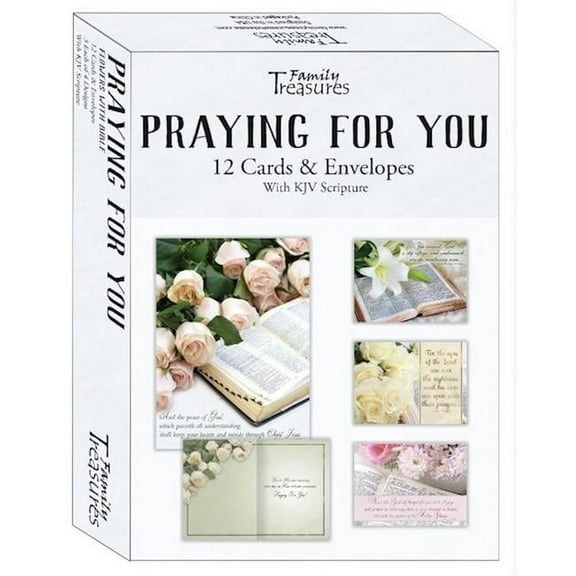 Family Treasures Wholesale 402824 Flowers with Bible Praying for You Boxed Card - Pack of 12