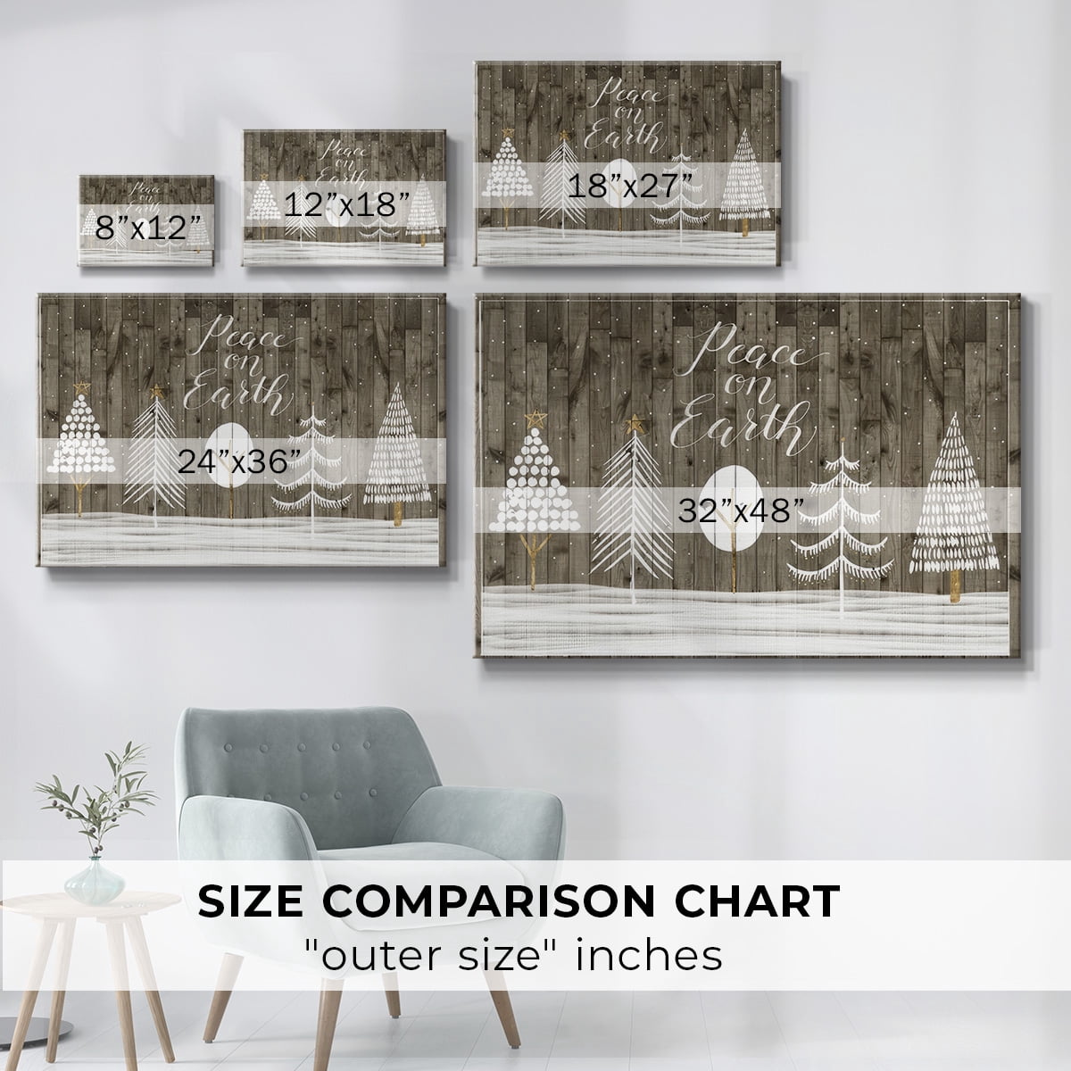 Wooded White Christmas Collection A- Gallery Wrapped Canvas