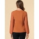 thumbnail image 5 of Top de la blusa de la oficina del trabajo del cuello del ojo de la cerradura de las mangas largas semi transparentes de la gasa elegante de las mujeres naranja S, 5 of 6