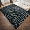 thumbnail image 1 of HomeRoots 491647 8 x 10 ft. Black & Gray Zebra Print Shag Handmade Non Skid Rectangle Area Rug, 1 of 1