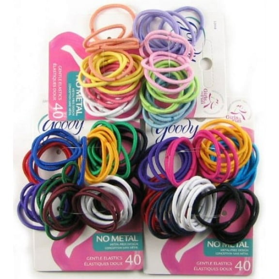 Goody Ouchless Medium Hair Elastics 2mm, 40-Count Card (Pack of 3)