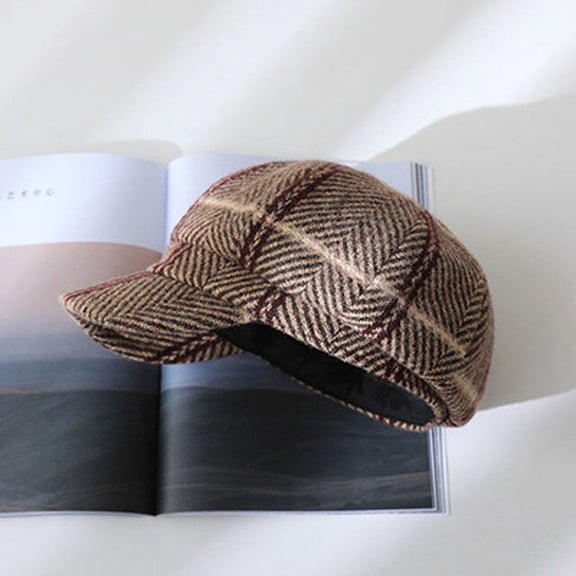 CoCopeaunt Autumn And Winter Plaid Style British Retro Style Cap, Korean Version Of Street Fashion Star Anise Painter Cap Female