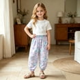 thumbnail image 4 of Mifsaly Toddler Girls Girls Harem Pants Kids Floral Print Elastic Waist Lightweight Lounge Boho Long Pants, 4 of 6