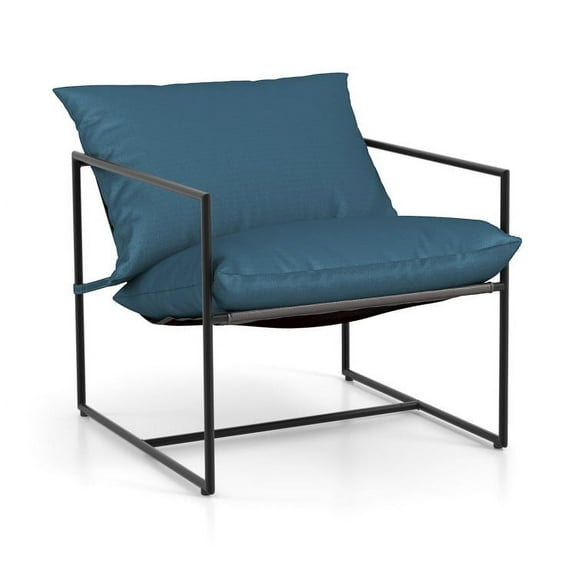 Resenkos 2 Pieces Sling Accent Chair Leisure Chair with Weatherproof Seat Fabric Indoor Outdoor, Patio Bistro Armchair Set, Outdoor Conversation Furniture, Navy