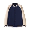 thumbnail image 4 of Varsity Jacket Men Fall Winter Long Raglan Sleeve Loose Casual Button Down Bomber Baseball Jackets Outerwear with Pockets, 4 of 4