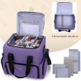 thumbnail image 3 of Bolsa de maquillaje de viaje BAFASO de 2 capas con 3 bolsas de nailon morado, 3 of 7