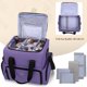 thumbnail image 3 of Bolsa de maquillaje de viaje BAFASO de 2 capas con 3 bolsas de nailon morado, 3 of 7