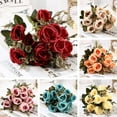 thumbnail image 1 of Walbest 1 Bouquet Artificial Rose Flower Realistic Non Withering 6 Flowers Decorative Fake Rose Flower Bouquet Wedding Party Decoration, 1 of 7