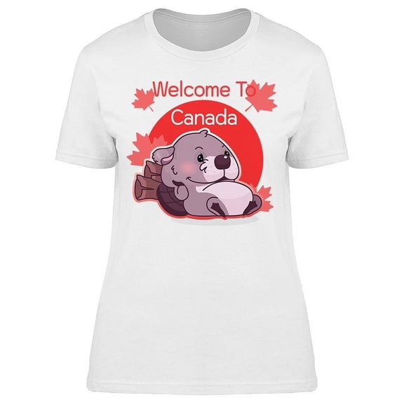 Cute Beaver: Welcome To Canada T-Shirt Women -Image by Shutterstock, Female Large