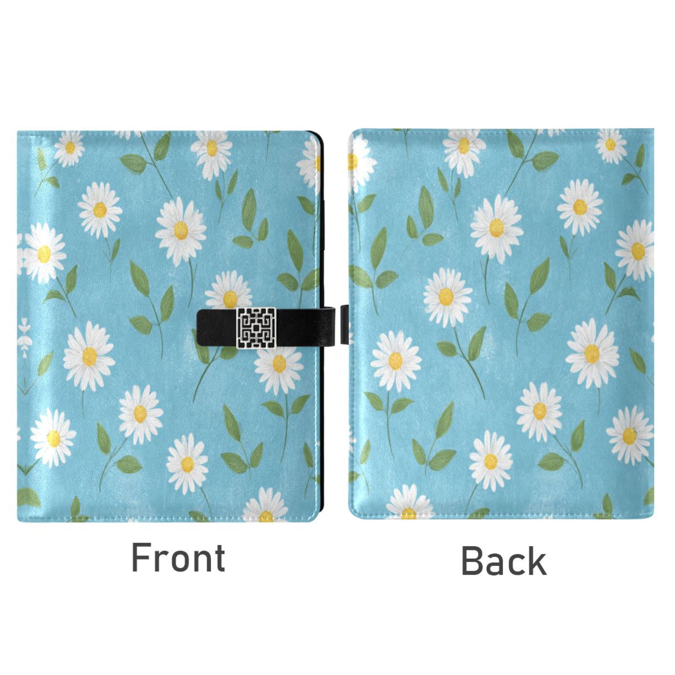 Leather Planner Leather Notebook Notebook Journal Binder Design Pen Pocket Design Convenient for Storage Cute Simple Daisy Blue