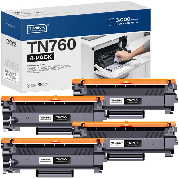 Compatible TN760 Toner Cartridges Replacement for Brother TN 760 TN-760 TN730 with MFC-L2710DW MFC-L2750DW HL-L2350DW HL-L2390DW DCP-L2550DW HL-L2370