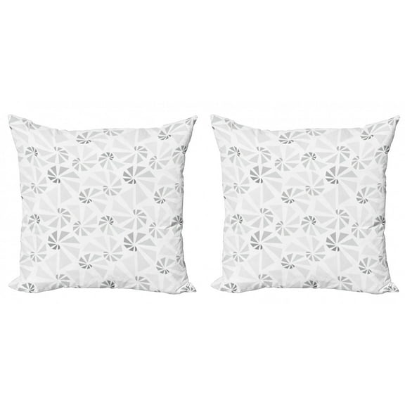 Ambesonne Geometric Throw Pillow Cover 2 Pack, Seashell Style Designs, 16", Taupe Grey Pale Grey