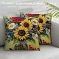 thumbnail image 3 of Classical Sunflower with Print Cushion Cover Pillowslip Square Home Decorative Throw Pillow Case, 3 of 5
