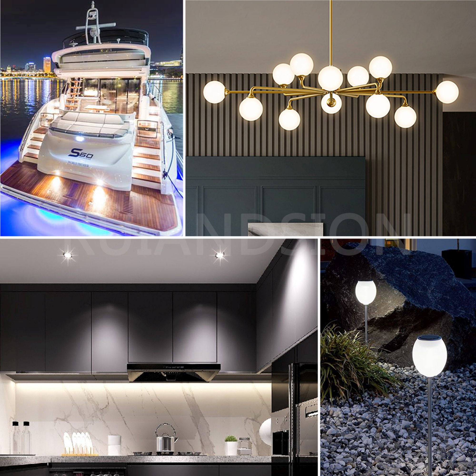 Ruiandsion E12 LED Bulb White 4 Filament 400LM 2W AC 110V IP65 Waterproof for Chandelier Marine Garden Light,(pack of 10)