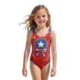 thumbnail image 5 of Girls One Piece Swimsuits Size 7-8 Swimming Bikini Sets 1776 American Flag Floral Print Summer Sleeveless Beach Vacation Freedom Cute Girls Bathing Suit Vermilion 2-3 Years, 5 of 6