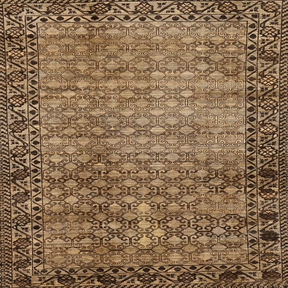 Ahgly Company Indoor Square Abstract Sangria Brown Southwestern Area Rugs, 3' Square
