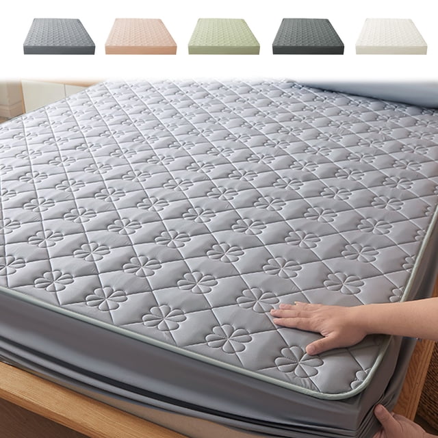 Xihbxyly Protector de Colchón Ajustable, Tejido Acolchado de Poliéster Suave, Diseño Antideslizante para Invierno, Transpirable y Cómodo, Lavable a Máquina, para Uso Doméstico y Hotelero, Tamaño 150