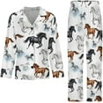 thumbnail image 4 of Top-kevin Pajama Sets for Womens Horses Running Starry Night Loose Button Down Long Sleeve Shirts And Pants Set, 4 of 12
