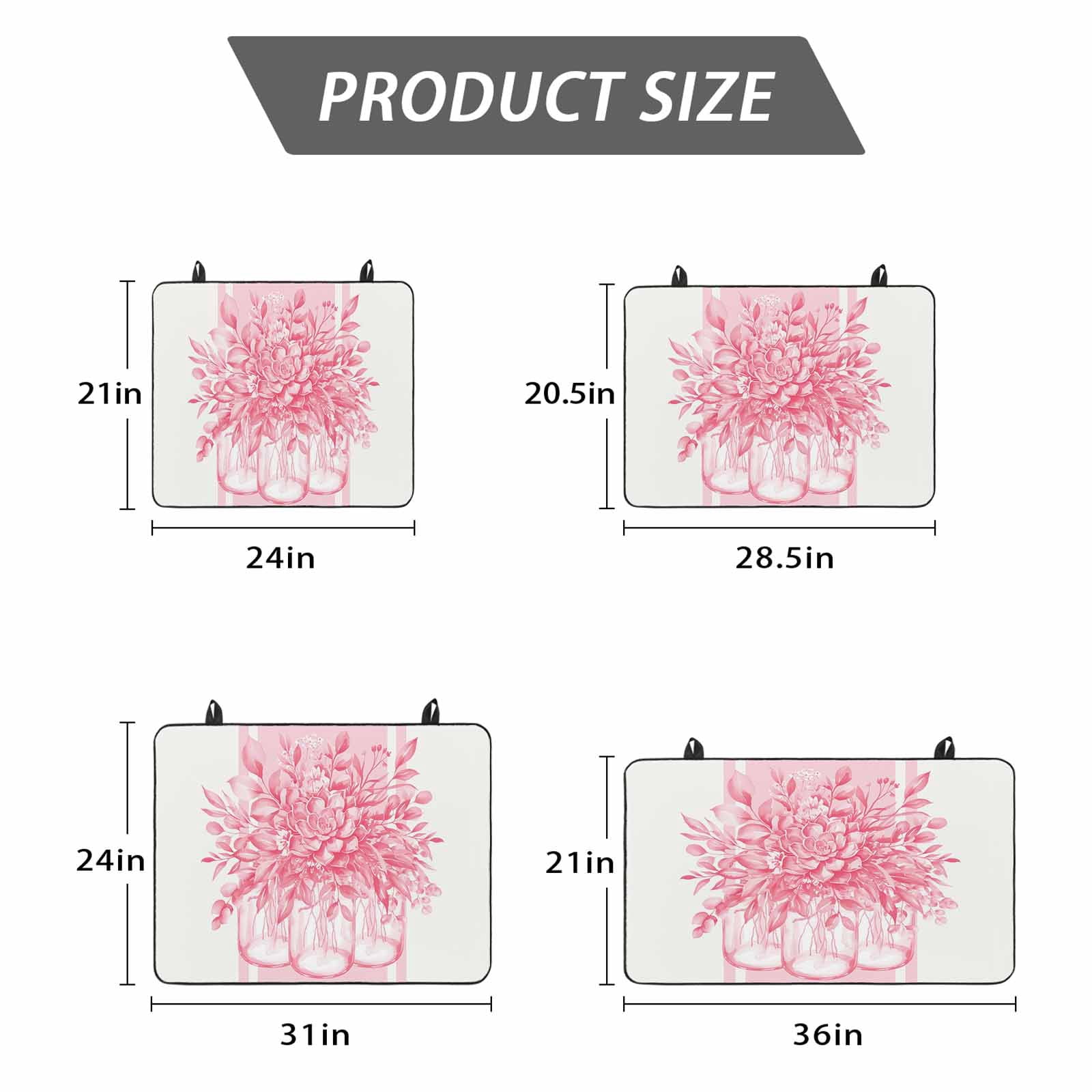 Eucalyptus Pink Stove Top Cover for Electric Stove, Heat-proof & Non Slip Glass Top Stove Cover Protector, Vintage Bottle Succulents Flower Stripes Kitchen Flat Cooktop Rubber Mat 24x21 Inches