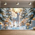 thumbnail image 4 of Reindeer Theme Christmas Banner Snowy Design Xmas Banner Golden Ornaments Christmas Tree Pattern Holiday Banner for Christmas Party Home Decoration Xmas Event, 4 of 8
