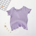 thumbnail image 4 of XinLfly Toddler Girls T-Shirts, Ribbed Casual Crew Neck Solid Color Short Sleeve Summer Tops Purple Size 2T, 4 of 8