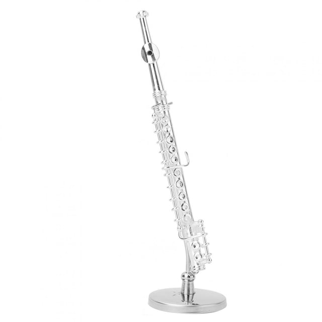 11cm Silver Mini Copper Flute Model Musical Instrument Craftwork Gift for Home Decor, Comes with Gift Box