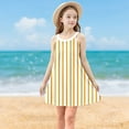 thumbnail image 2 of TGSLY Girl's Summer Sleeveless Dresses Casual Plaid/Striped Printed A-Linen Beach Sundress Loose Flowy Ruched Pleated Halter Tank Dress C-Yellow 5-6 Years, 2 of 9