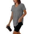 thumbnail image 4 of yillto Workout Tops for Women Short Sleeve V Neck Lightweight Breathable Gym Shirts Running Loose Tees, 4 of 8