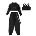 thumbnail image 6 of Aiihoo Kids Girls Sports Gymnastics Workout Hip-hop Jazz Outfits Sleeveless Vest with Cargo Pants and Crop Top for Dance Performance Black 8, 6 of 7