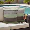 thumbnail image 4 of Sage Green Wooden Outdoor Waterproof Pillow Covers, Grey Stripe Gradient Country Rustic Decorative Square Throw Pillowcase Sofa Cushion Sham for Patio/Couch/Chair, 16"x16" 2 Pack, 4 of 8