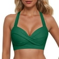 thumbnail image 1 of MKLEKYY Trajes De Baño Women Lace Up Swimwear Tops Underwire Full Coverage Bikini Top Push Up Swim Crop Top Tie Back Bathing Suit Tops, 1 of 5