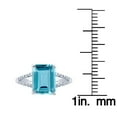 thumbnail image 3 of 10k White Gold Genuine Emerald-Shape Blue Topaz and Split-Shank Diamond Ring, 3 of 5