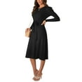 thumbnail image 2 of SAYOO Vestido Midi de Punto para Mujer, Sexy Manga Larga Puff Cuello Redondo Color Sólido Vestido con Lazo en la Espalda SAYOO  Moda, 2 of 9