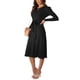 thumbnail image 2 of Txlixc Vestido Midi de Punto para Mujer, Sexy Manga Larga Puff Cuello Redondo Color Sólido Vestido con Lazo en la Espalda Txlixc  Moda, 2 of 9