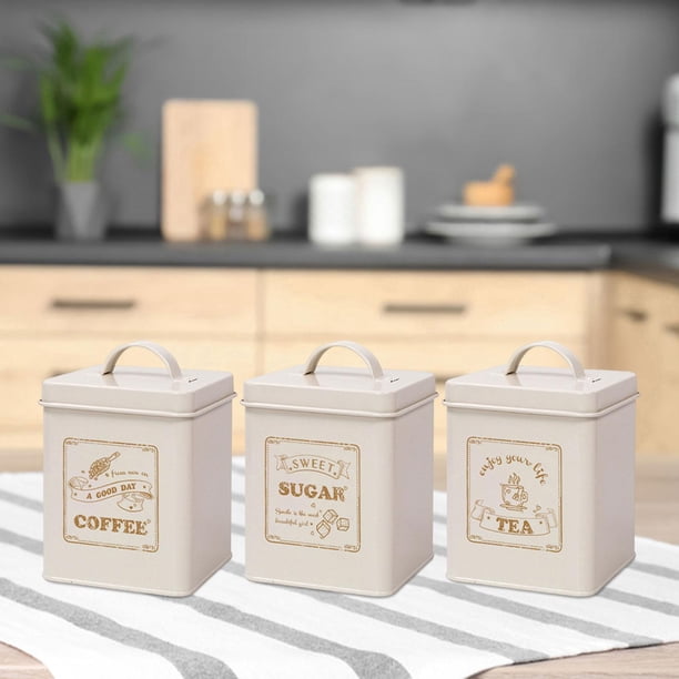 3 Pieces Decorative Kitchen Canisters with Lids Vintage Canisters