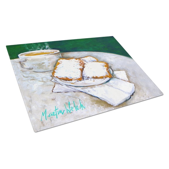 Carolines Treasures MW1271LCB Breakfast Delight Beignets Glass Cutting Board Large, 12H x 16W, multicolor
