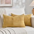 thumbnail image 1 of Chenchen 2 Packs Mustard Yellow Lumbar Decorative Throw Pillow Covers 12x20 Inch for Living Room Couch Bed, Rustic Farmhouse Boho Home Decor, Soft Striped Corduroy Rectangle Accent Cushion Case, 1 of 1