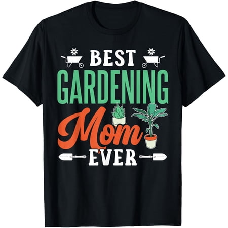 Best Gardening Mom Ever T-Shirt Retro Plant Lover Gift for Mother's Day Funny Gardener Graphic Tee Women's Short Sleeve Top