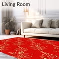 thumbnail image 2 of ODIKA 8'x10' Machine Washable Non-Slip Area Rug, Elegant Poinsettia Blossom Seasonal Embellished Pathway High Traffic Rug, Red, 629905, 2 of 7