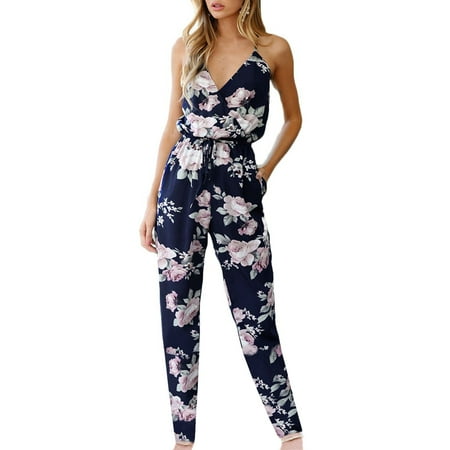 

Women Ladies Playsuit Party Jumpsuit Romper Print Long Trousers Pants Bodysuits Clubwear Summer